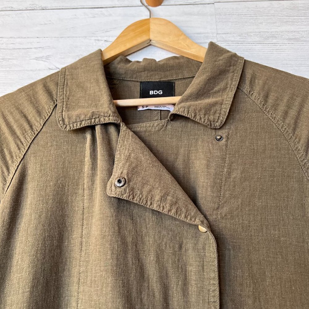 BDG Urban Outfitters Jacket Womens SZ S/P Khaki Olive Green Linen Blend Military - Picture 8 of 14